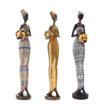 африканска жена скулптура екзотични племенни дама фигурки декорации смола статуя