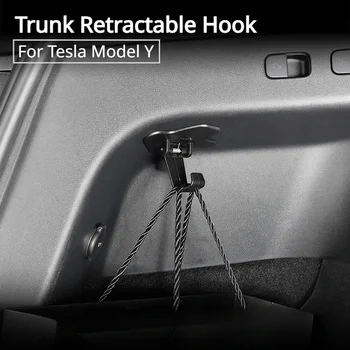 Багажник прибираща се кука за Tesla Модел Y Чанти за чадъри Държач за закачалка Организатор за съхранение на Sundries Спестяване на място Аксесоари за кола