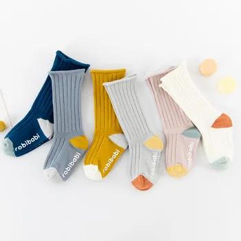 Бебешки чорапи за коляното за новородени против хлъзгане Детски подови чорапи Раирани чорапи Меки памучни детски детски дълги чорапи 0-1Y
