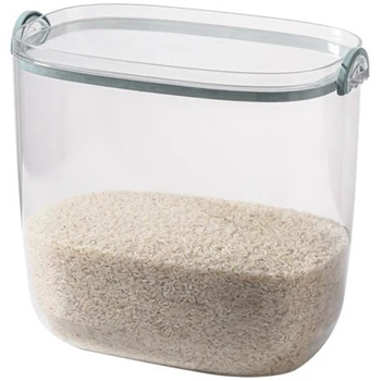  Голяма кутия за съхранение на зърна и ориз, с херметично запечатване и лъжичка за ориз, зърнени храни, брашно