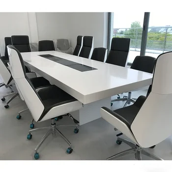 гореща продажба преносим мрамор бял офис конферентна зала мебели маса за преговори за 10 души