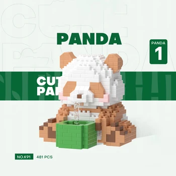 Детски монтажни блокове, съвместими с националното съкровище на LEGO Giant Panda Flower и оригинален сладък модел люлка на орхидея