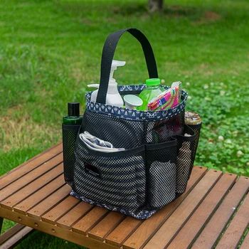 Душ Caddy чанта за съхранение с дръжка многофункционална мрежеста чанта за съхранение за баня лагер