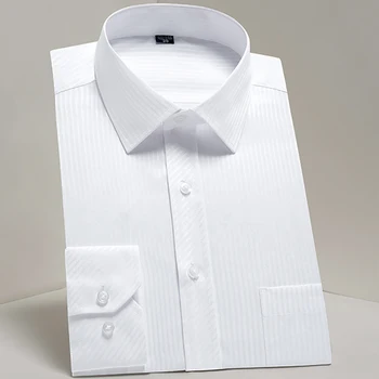Дълъг ръкав Мъжка бизнес официална рокля Риза Основен стил Тънки мъжки работни ризи Ежедневно носене Мода Мъже Ежедневни ризи