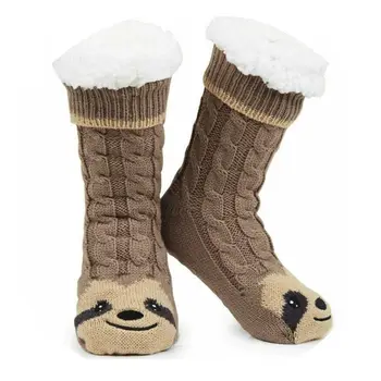 Есен Зима плетени чорапи с дръжки Пухкави чорапи легло дишаща топла шерпа чехъл чорапи сгъстяване нехлъзгащи топли чорапи дамски