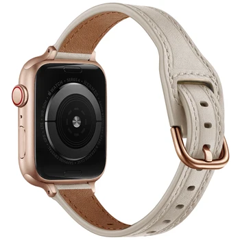 естествена кожа за Apple Watch Band 44mm 42mm 49mm 38 mm 40 41mm Slim Replace каишка за китка за iwatch 8 7 6 5 4 3 SE Ultra 45mm