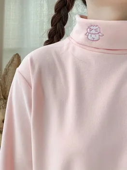 Зимни твърди японски Kawaii върхове жени корейска мода бродерия сладки пуловери женски дълъг ръкав сладък случайни върхове 2022 Ново