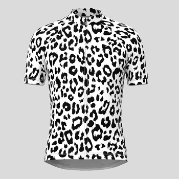 Леопардови петна Мъж Колоездене Джърси с къс ръкав Лятна риза за велосипеди Облекло за велосипеди Дрехи за планински пътища Дишащо MTB облекло