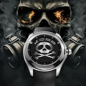 Луксозен автоматичен часовник Скелетни часовници Мъже 46mm балон стъкло пънк механични ръчни часовници череп топка набиране часовници KAFYASE 2023