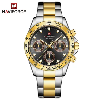 Луксозна марка NAVIFORCE Бизнес класически кварцов ръчен часовник стоманена лента златни часовници за мъже и жени водоустойчив часовник с дата