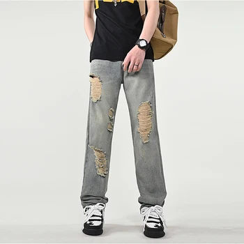 Лято измити стари скъсани дънки за мъжко лято American Vibe High Street Trendy Pants