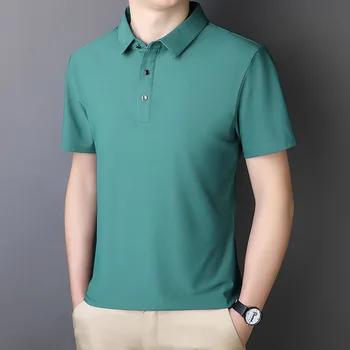 Лято нова плюс размер мъжка тениска 9XL 8XL 7XL младежка тенденция случайни хлабав къс ръкав ревера плътен цвят спортни облекла Поло риза.