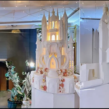 Магически сватбен замък фон с LED за декорация на събития