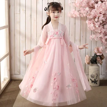 Малко момиче супер фея пола момичета костюм рокля детски дрехи древен стил детски Tang костюм стил пролетта Ханфу