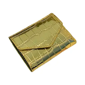 Малък сгънат къс портфейл притежател на кредитна карта Калъф за карта на държач за пари в брой лъскав минималистичен чанта за пътуване Дамска трайна чанта за монети