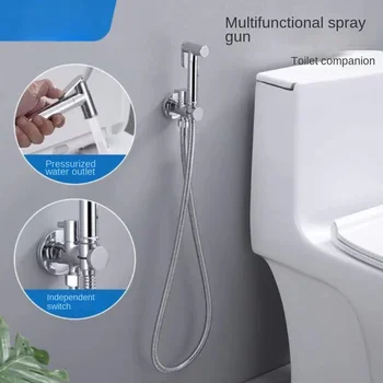 Месингов стенен тоалетен пистолет за пръскане Единичен студен женски самопочистващ се комплект Ръчно кранче за душ под налягане Аксесоари за баня