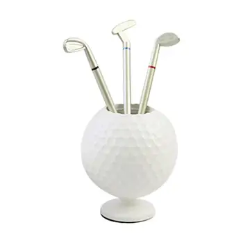 Мини настолен голф топка писалка молив притежателя бюро организатор с 3 голф писалки голф десктоп подарък сувенир с противоплъзгаща основа за
