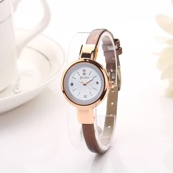 Модни жени дама кръг кварц аналогова гривна ръчен часовник часовник кафяв часы женские наручные accesorios para mujer кварцов часовник