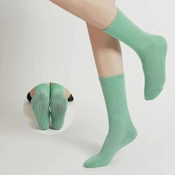Нови неплъзгащи се йога чорапи Чорапи за под средата на прасеца Клайн Сини Пилатес чорапи могат да се носят в четири сезона