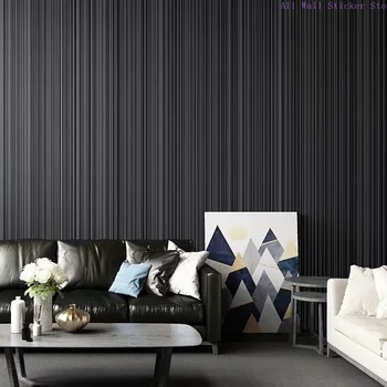 обикновен сив черен раиран тапет стая декор модерен луксозен прост геометрични райета текстура твърди стена хартия стенопис фон