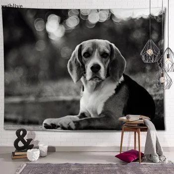 Персонализиран Бийгъл куче висящи плат фон стена покритие декорация дома одеяло гоблени спалня, хол стена декор