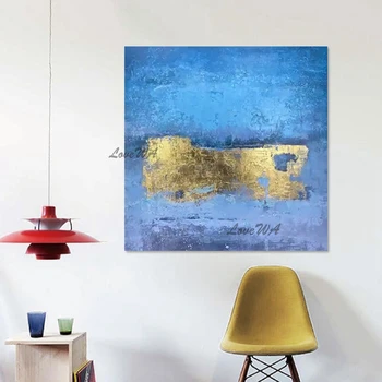 Примери за живопис на модерното изкуство Абстрактно златно фолио Текстура Рисуване Произведения на изкуството Дизайнер Платно без рамки Хол Картини за стени