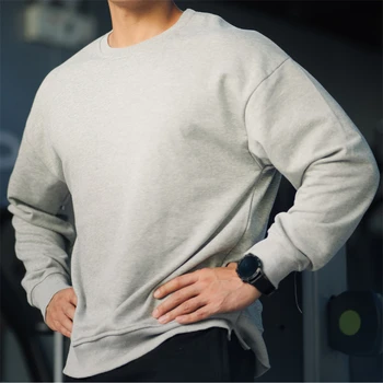 Пролет и есен Нов стил фитнес спортно облекло Мъжко обучение на открито плетени дълъг ръкав качулка пуловер M-3 XL