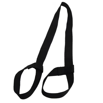 Регулируема памучна йога подложка каишка прашка упражнение мат носеща каишка превозвач (черен)