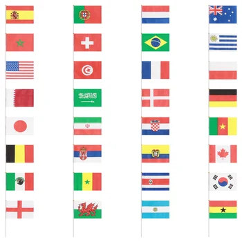 Ръчно държан Национален флаг стик Международен Световни знамена на държави Банери за бар парти декор Ръчно размахване на държави със знамена