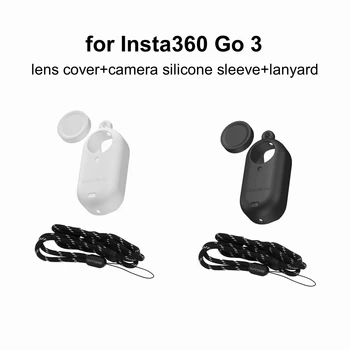 силиконов капак за Insta360 GO 3 Thumb Camera Lens Cover Защитен калъф 3in1 Устойчив на надраскване защитен капак Аксесоари за фотоапарати