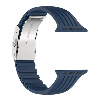 Силиконова гумена каишка за часовник 16mm 18mm 20mm 22mm 24mm гуми ивици Band Deployment Buckle водоустойчив BLack Watchband